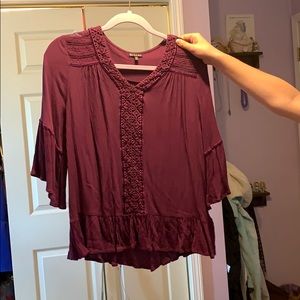 Purple bell sleeved blouse